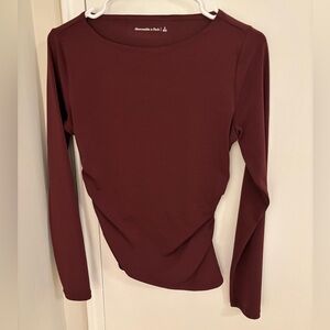 Abercrombie Asymmetrical Long-Sleeve Burgundy Top
